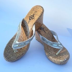 Soul Mates sparkly wedge sandals. Size 7.
